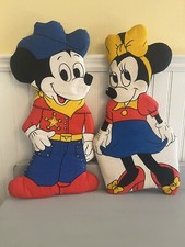 Vintage Mickey Mouse And Minnie Mouse Rare Flat Plush Pillow Disney