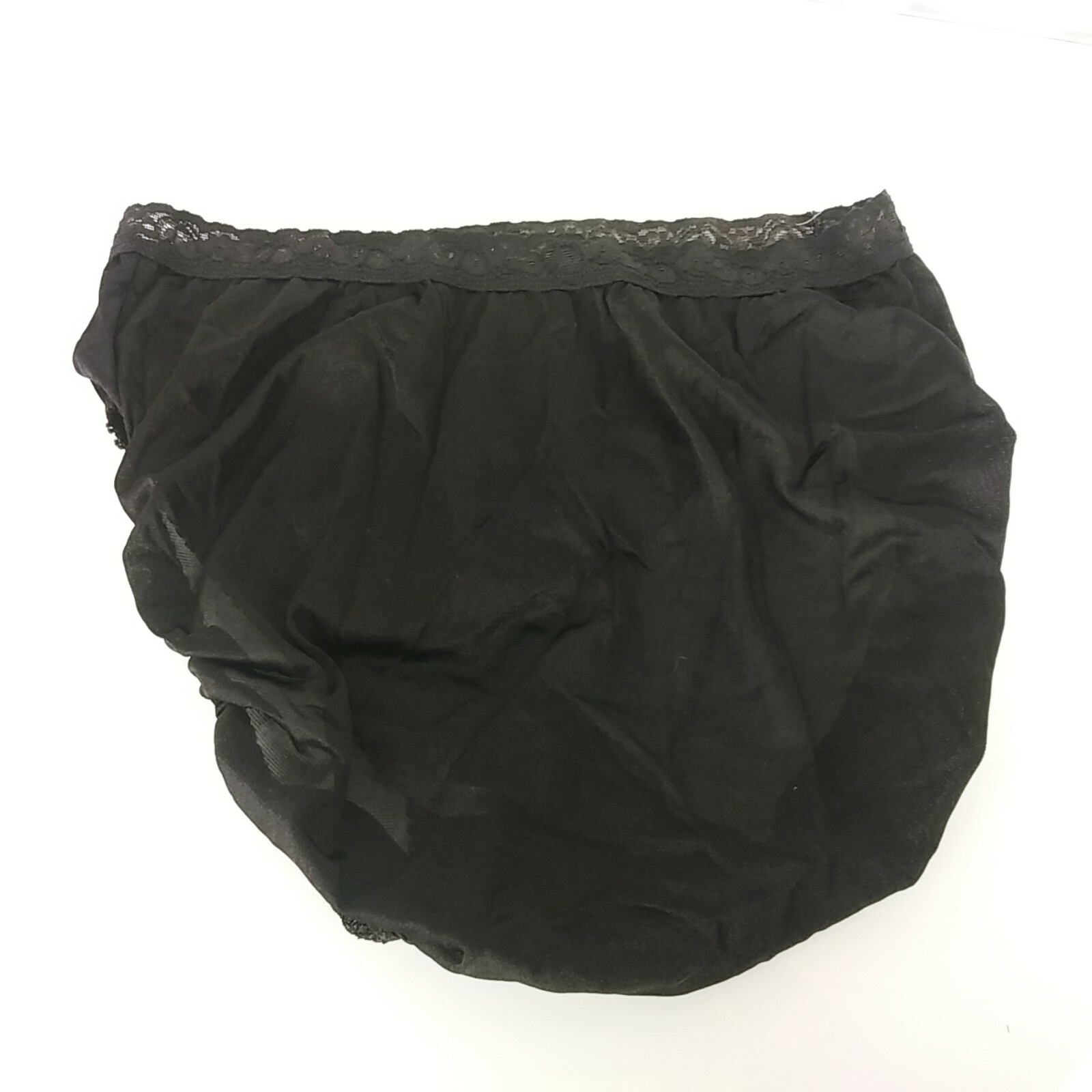 Hanes Lace Satin Nylon Hi Cut Panty Briefs 9 Black Sh… Gem