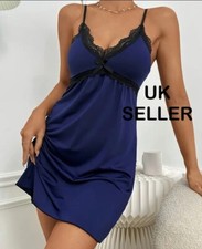 Women's Satin Chemise Lingerie Sleepwear Nightdress Cami Slip Dress Nightwear