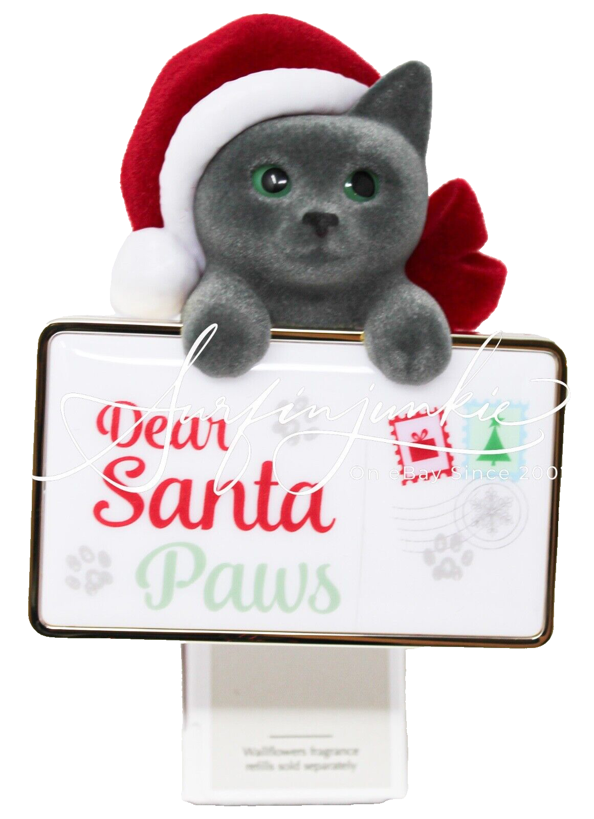 Bath & Body Works Dear Santa Paws Christmas Gray Cat Kitty Wallflower Plug In-image