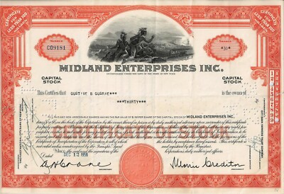 Midland Enterprises Inc., New York, 1956 (30 Shares) Indianer-Vignette