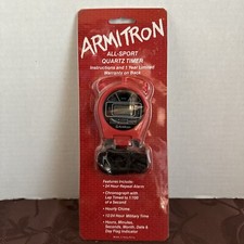 Armitron Portable Red All Sport Quartz Timer Clock Alarm  Detach Nylon Strap