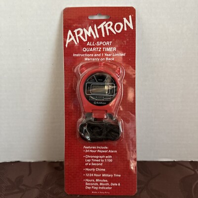 Armitron Portable Red All Sport Quartz Timer Clock Alarm & Detach Nylon Strap