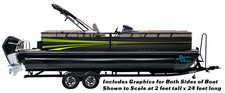 Triple Green Lines Black Graphic Kit Decal Fishing Boat Wrap Pontoon Vinyl