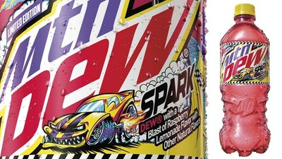 2021 Mountain Dew Spark 20oz Blast Of Raspberry Lemonade Yellow Cap Mtn Dew
