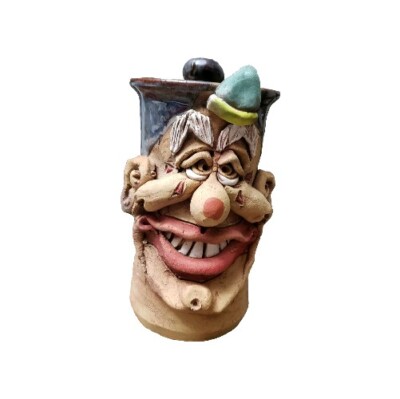 Vintage Ugly Face Mug Clown Stein Studio Pottery Folk Art Ceramic Signed