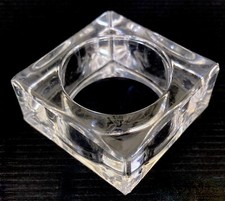 Vintage Set of 12 Square Clear LUCITE Napkin Rings Beveled Edges 1 3/4” Ex Cond