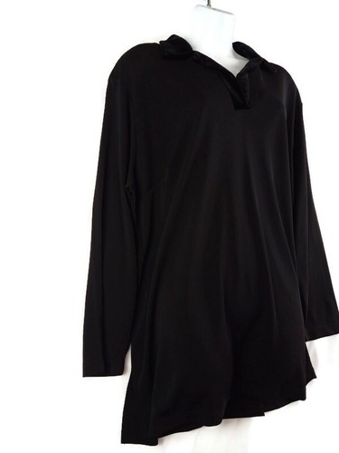 Women's Liz Claiborne Black Tunic Blouse with Velvet Neckline Size 2P New - Picture 2 of 9
