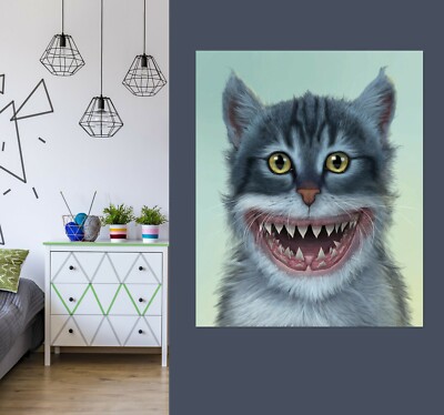 3D Stoßzahnkätzchen M60 Wandaufkleber Wandtattoo Tapeten Wandbild Vincent Ava