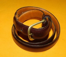 POLO RALPH LAUREN MADE IN U.S.A. BROWN GENUINE LEATHER SLIM BELT SIZE 36/90cm..