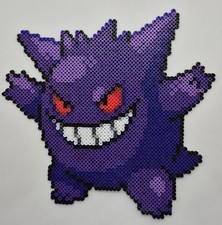 Pok mon Gamer Room Decor Gengar Mini Perler Bead Pixelated Wall Art 5.5x6in