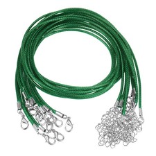 10pcs Waxed Necklace Cord Bulk, 16" and 2mm Dia Necklace String Rope, Green