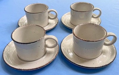 FOUR Wedgwood Midwinter Stonehenge Creation Cup & Saucer Sets England Excellent