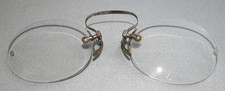Antique oval pince nez style oval rimless eyeglasses, no markings AS IS 