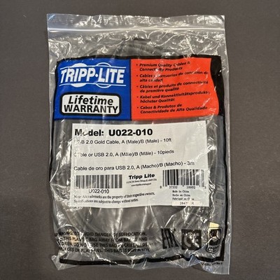 Tripp Lite U022-010 Data Transfer Cable 2.0 Gold Cable A Male-B Male, 10ft New!