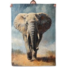 Elephant Throw Blanket 50x60 Inch Soft Flannel Animal Print Home Sofa Decor