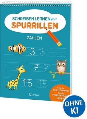 Schreiben lernen mit Spurrillen - Zahlen Schreibblock mit vorgeprägten Linien...