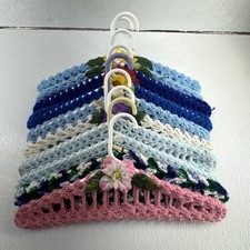 Lot of 10 Yarn Crochet Covered Plastic Hangers Assorted Colors Floral