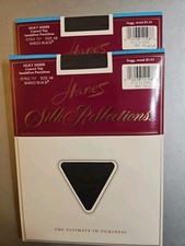TWO PAIRS HANES SILK REFLECTIONS PANTYHOSE, SIZE AB, COLOR BARELY BLACK