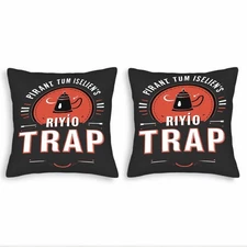 Set of 2 Retro Decorative Throw Pillow Covers 18x18in-Red Circular Teapot Design