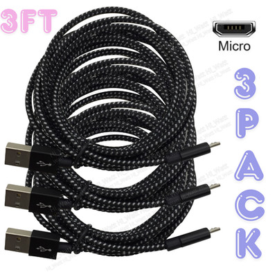 3X Heavy Duty Micro USB Fast Charger Data Cable Cord For Samsung Android HTC LG