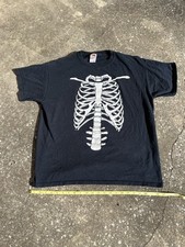 Vintage Skeleton Chest Shirt Black Faded Anatomy Bones Glow In Dark 90s Misfits