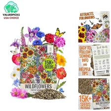 Bulk Wildflower Seed Mix - 1 Ounce, Open Pollinated, Attracts Butterflies & Bees