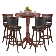 Costway 5pcs Pub Table Set 30" Round Bar Height Table & 4pcs Swivel Bar Stools