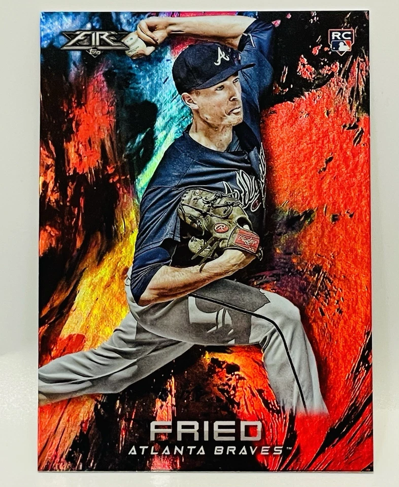 Max Fried RC *Flame* 2018 Topps Fire #28 Atlanta Braves - New York Yankees MLB - Image 2 of 3