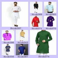 Herren Kurta Nur Kleidung Indisch Ethnisches Kleid Punjabi Einfarbiges Shirt
