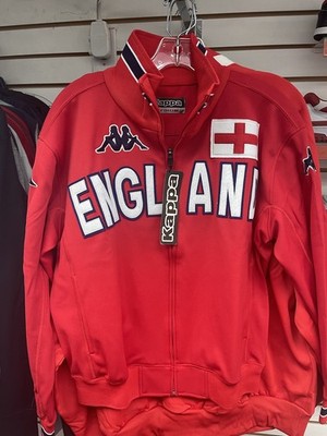 KAPPA England Red Blue White Zipper Men Athletic Soccer Jacket Size M Short