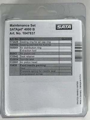 SATA JET 4000B HVLP/RP (1) MAINTENANCE KIT PART #1047837 Multiple