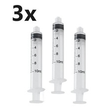 3x 10mL Plastic Syringe Luer Lock Screw-in Tip Liquid Animal Feeder Sterile 10cc