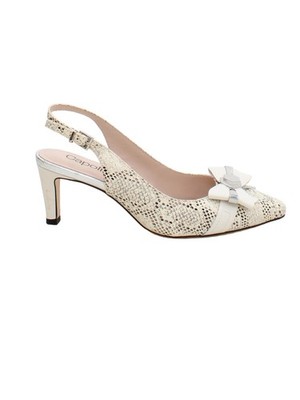 Capollini Damen Heels UK 4 Creme Animal Print 100% Leder Court