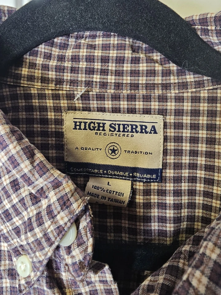 High Sierra Men's Vintage Plaid Brown Button Down Thick Denim Shirt Sz X-Large  - Image 2 of 4