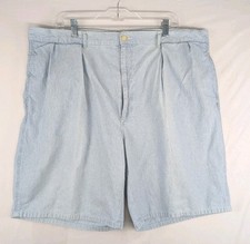 VINTAGE Polo Ralph Lauren Shorts Mens 42 Blue Pleated Cotton Made In USA 90s
