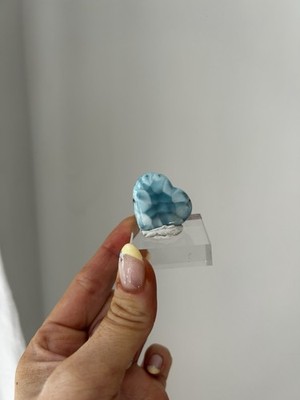 AA Grade Larimar Kristall poliert Herz aus Dominikanische Republik - tiefblau