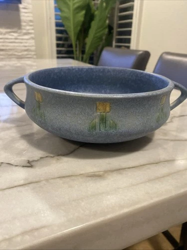 Roseville Windsor BLUE 1931 Vintage Art Deco Pottery Ceramic Bowl