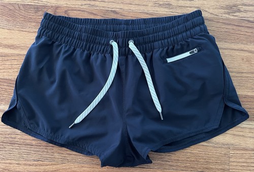 Vuori Clementine 2.0 Lined Shorts Navy Blue Medium Zip Pocket Elastic Waistband