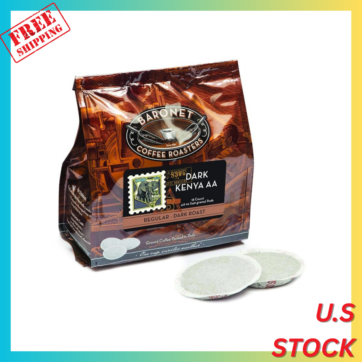 Pods [Dark Kenya AA-54 Pods] Single Cup Use for Senseo Machine - 3 Bags of 18 Si