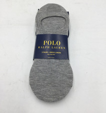 Polo Ralph Lauren 3 Pairs Dress Liners Non Slip Heel Socks in Gray Sock Sz 10-13