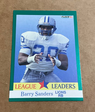 1991 Fleer # 415 Barry Sanders League Leaders Detroit Lions Football