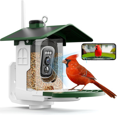Solar Smart Bird Feeder with Camera - AI ID, Alerts, 3MP HD, Weatherproof