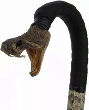 Wooden walking stick hand carved cobra snake handmade walking cane animal.