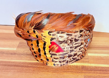 Vintage Feather Headpiece Fascinator Brown Pheasant Plume Retro