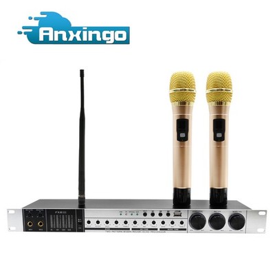 FX8 KTV Audio Processor 110V with Wireless Mics, Anti-Howling Bluetooth Mixer
