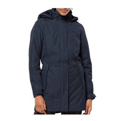 women jack wolfskin coat navy polyester 42