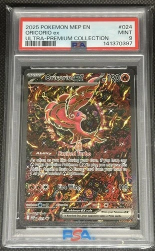 2025 POKEMON MEP BLACK STAR PROMO MEGA CHARIZARD UPC #024 ORICORIO EX PSA 9