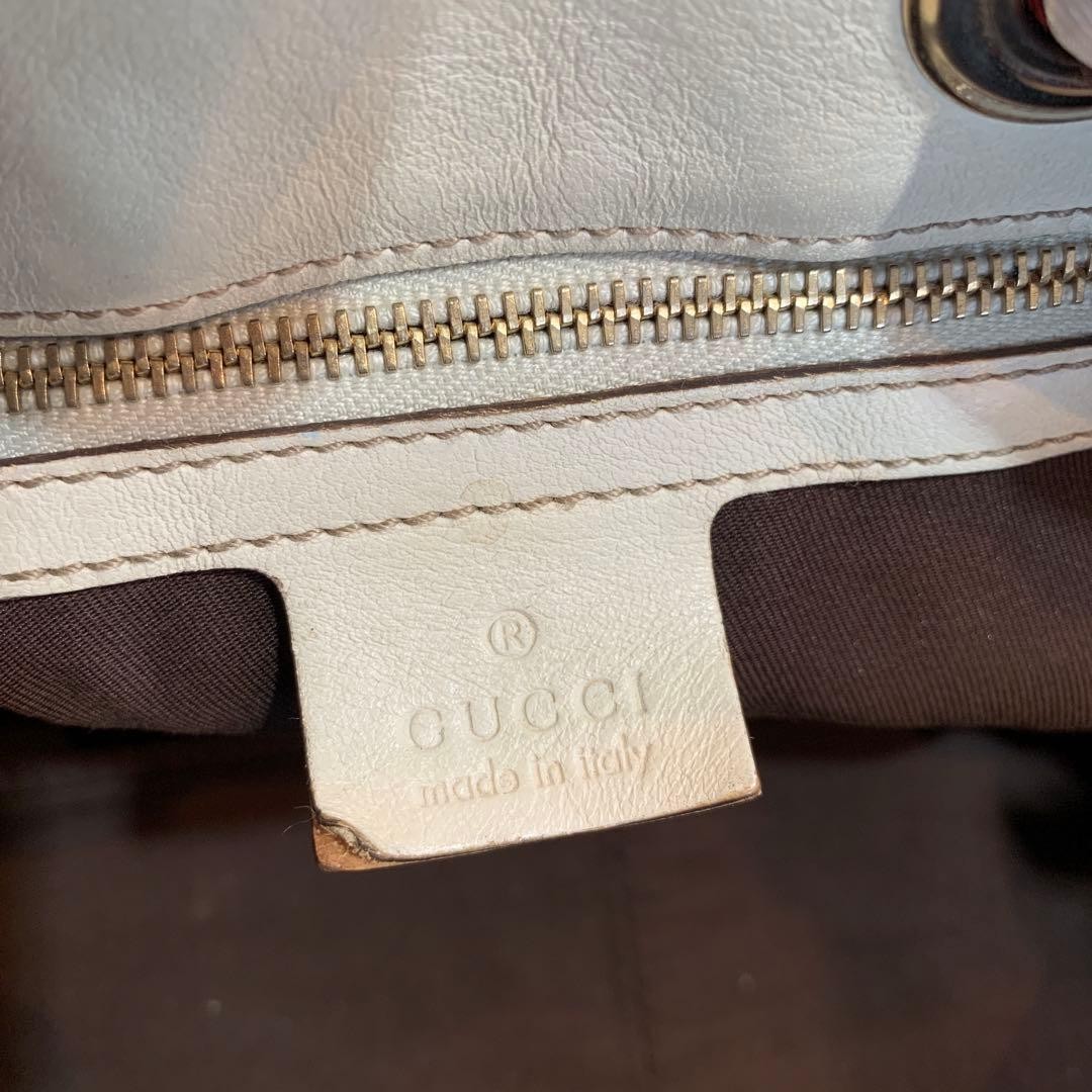 GUCCI GG Positano Tote Bag Canvas Leather Beige White Scarf Authentic VIN thumbnail 8