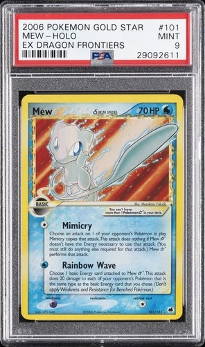 2006 POKEMON EX DRAGON FRONTIERS GOLD STAR #101 MEW-HOLO PSA 9